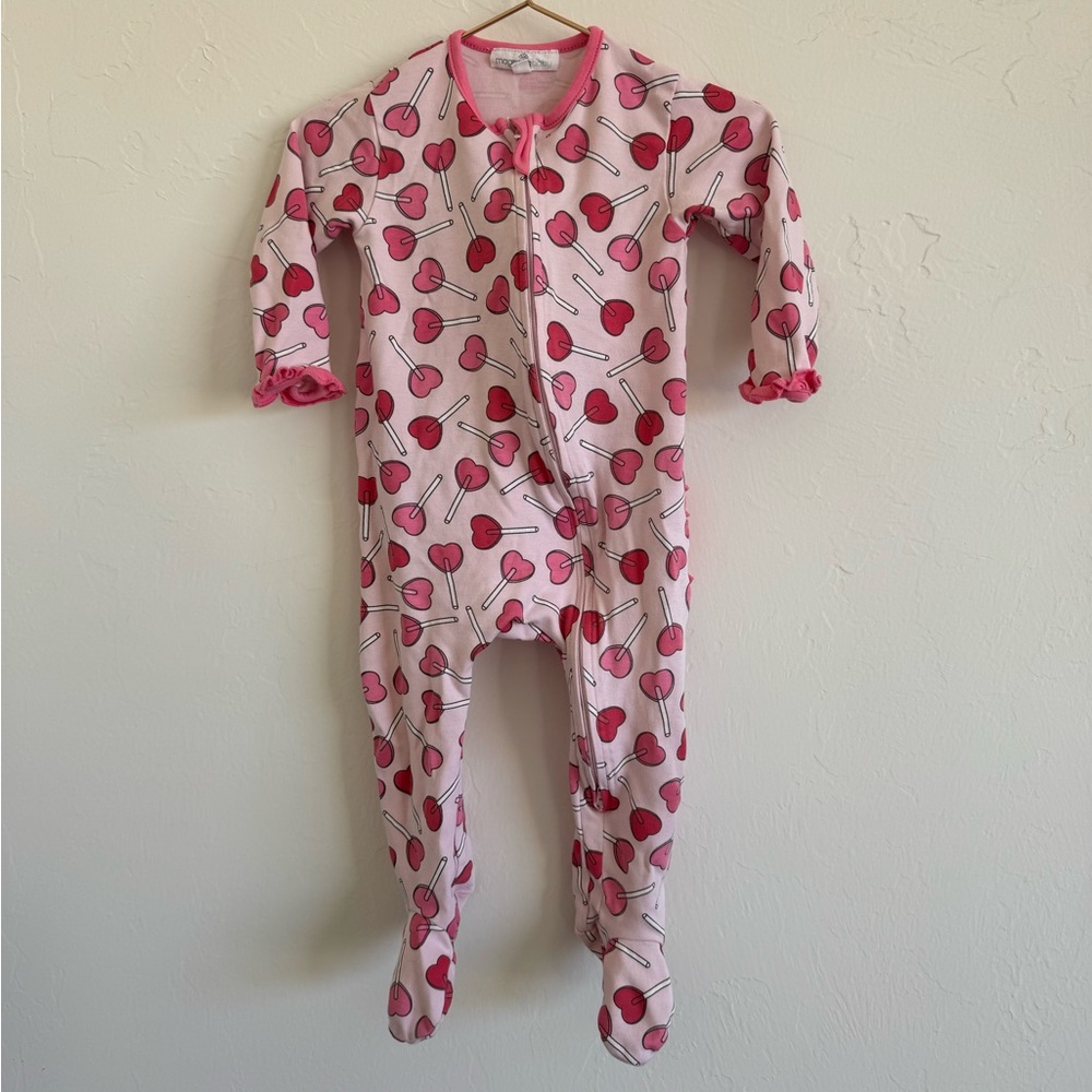 Pink Heart Lollipop Footie One-Piece for Kids